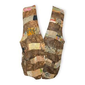 Vintage 70’s Bohemian Patchwork Vest Sz XL